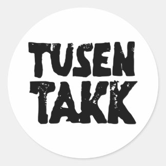 Sticker Rond Norvégien "Merci" noir et blanc Lino coupé