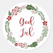 Sticker Rond Norwegian & Swedish Joyeux Noël Wreath God Jul (Devant)