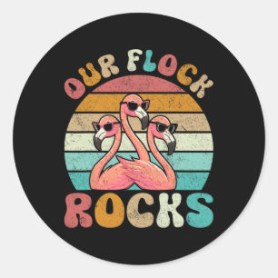 Sticker Rond Nos Flock Rocks Flamant rose Correspondant Vacance