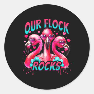 Sticker Rond Nos Flock Rocks Flamant rose Correspondant Vacance