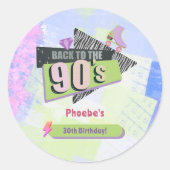 Sticker Rond Nostalgic Retour à la fête d'anniversaire rétro de (Devant)