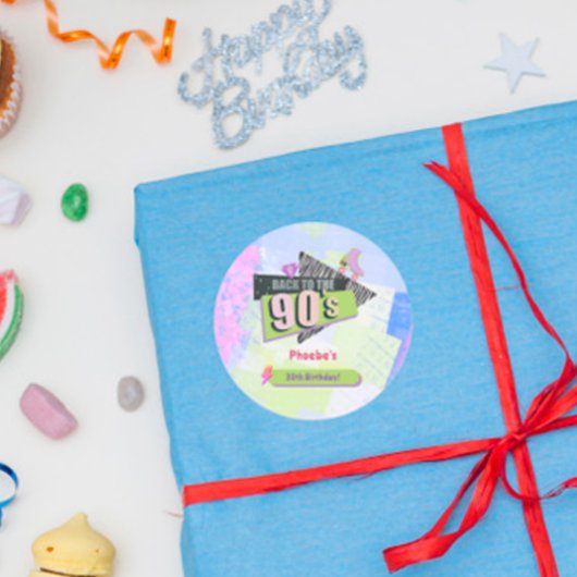 Sticker Rond Nostalgic Retour à la fête d'anniversaire rétro de