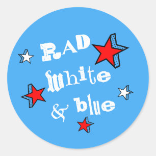 Sticker Rond Nostalgique Patriotique Rad White et Blue Star