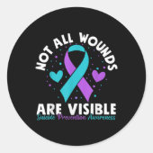 Sticker Rond Not All Wounds Are Visible Suicide Awareness Menta (Devant)