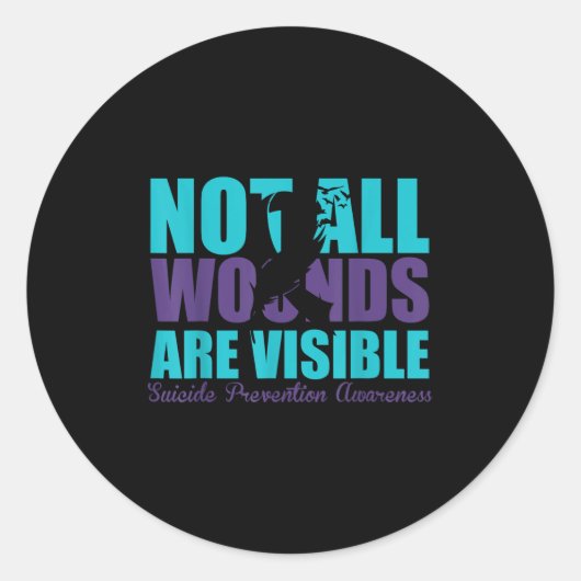 Sticker Rond Not All Wounds Are Visible Suicide Prevention Awar (Devant)