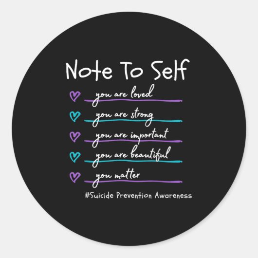Sticker Rond Note à soi-même Vous Prévention du suicide Sensibi (Devant)