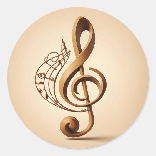 Sticker Rond Note de clic de musique (Devant)