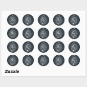 Sticker Rond Note de clic de musique (Feuille)