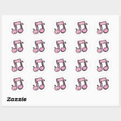 Sticker Rond Note de musique rose (Feuille)