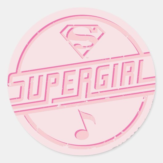 Sticker Rond Note de musique rose Supergirl (Devant)