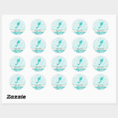 Sticker Rond Note de musique turquoise (Feuille)