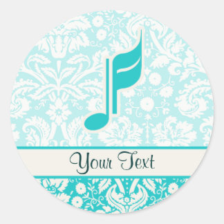Sticker Rond Note de musique turquoise