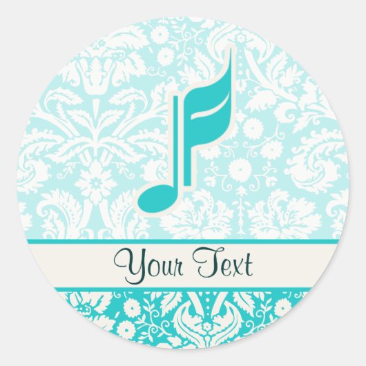 Sticker Rond Note de musique turquoise (Devant)