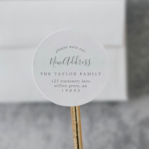 Sticker Rond Note minimale en argent Notre nouvelle enveloppe d
