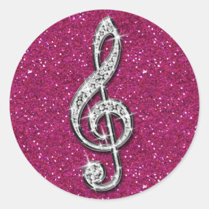 Sticker Rond Note musicale brillante brillante imprimée