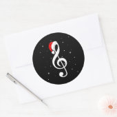 Sticker Rond Note musicale Santa Hat Music Lover Joyeux (Enveloppe)