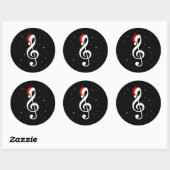 Sticker Rond Note musicale Santa Hat Music Lover Joyeux (Feuille)
