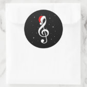 Sticker Rond Note musicale Santa Hat Music Lover Joyeux (Sac)