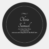 Sticker Rond Note + Noms des Mariés Noir Blanc Infini (Devant)