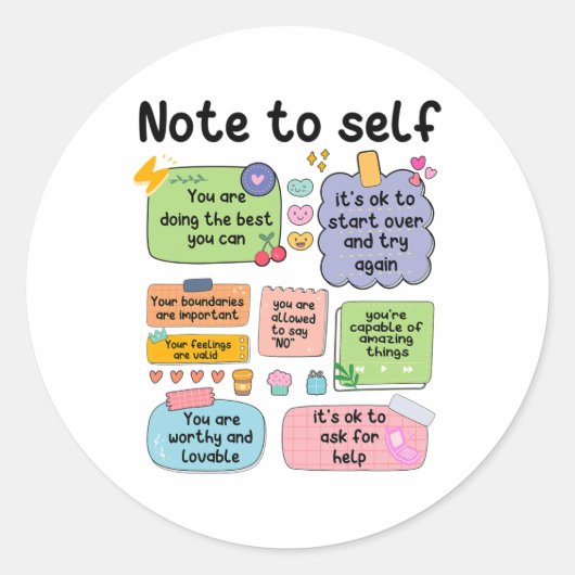 Sticker Rond Note : Psychologue De L'École D'Autosanté Mentale  (Devant)