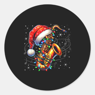 Sticker Rond Notes de Musique Clé de Sol Noël Saxophone Jazz M