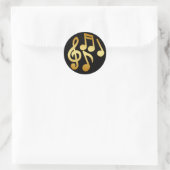 STICKER ROND NOTES DE MUSIQUE D'OR (Sac)