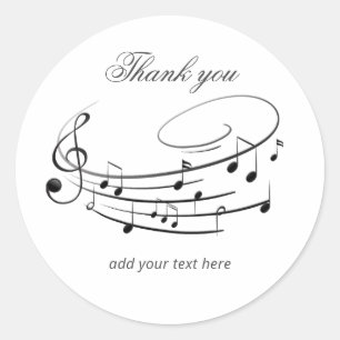 Sticker Rond Notes de Musique Élégant Récital de Piano & Progra