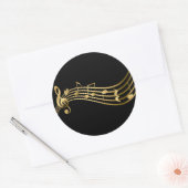 Sticker Rond Notes de musique Gold&Black Treble Clef élégant (Enveloppe)