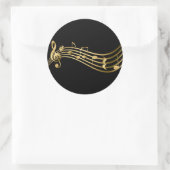 Sticker Rond Notes de musique Gold&Black Treble Clef élégant (Sac)