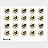 Sticker Rond Notes de musique Gold et Black Grand Piano (Feuille)