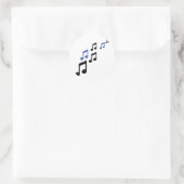 Sticker Rond notes de musique noire bleue (Sac)