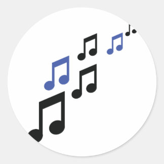 Sticker Rond notes de musique noire bleue