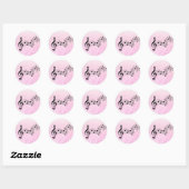 Sticker Rond Notes de musique rose et noire (Feuille)