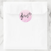 Sticker Rond Notes de musique rose et noire (Sac)