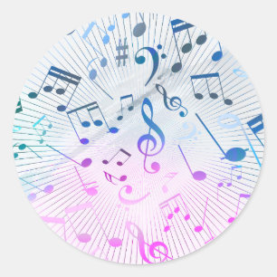Sticker Rond Notes musicales