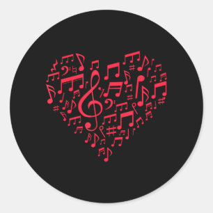 Sticker Rond Notes musicales Amateurs de musique Valentines