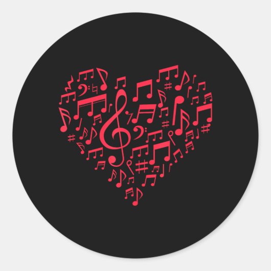 Sticker Rond Notes musicales Amateurs de musique Valentines (Devant)