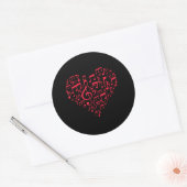 Sticker Rond Notes musicales Amateurs de musique Valentines (Enveloppe)