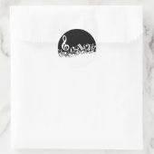 Sticker Rond Notes musicales blanches sur le noir (Sac)