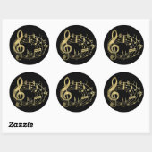 Sticker Rond Notes musicales d'or en forme ovale (Feuille)