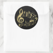 Sticker Rond Notes musicales d'or en forme ovale (Sac)