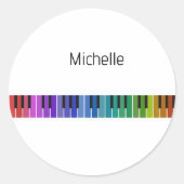 Sticker Rond Notes musicales et touches de piano Noir et Or (Devant)