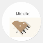 Sticker Rond Notes musicales et touches de piano Noir et Or (Devant)