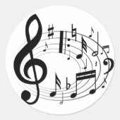 Sticker Rond Notes musicales noires en forme ovale (Devant)