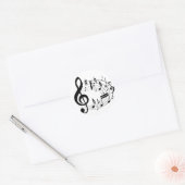 Sticker Rond Notes musicales noires en forme ovale (Enveloppe)