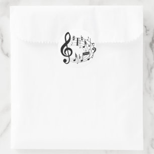 Sticker Rond Notes musicales noires en forme ovale