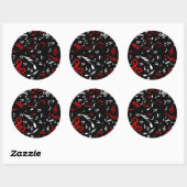 Sticker Rond Notes musicales rouges blanches et noires (Feuille)