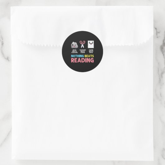 Sticker Rond Nothing Beats Reading Funny Rock Paper Scissors (Sac)