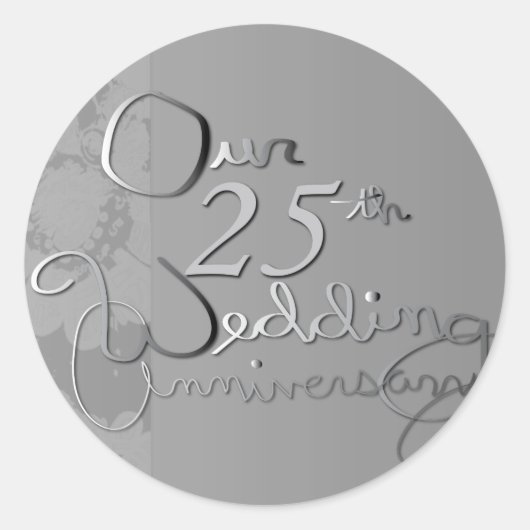 Sticker Rond "Notre 25e anniversaire de Mariage" SilveryHand-éc (Devant)