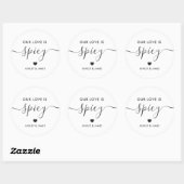 Sticker Rond Notre Amour est épicé Mariage épice Favoriser (Feuille)